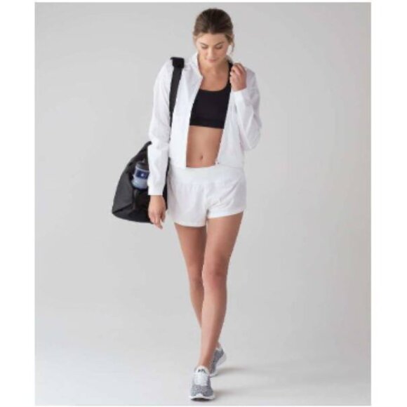 Lululemon Final Lap Bomber Jacket White Zipper Pockets Size 4 MSRP $128 NWOT - Picture 1 of 12